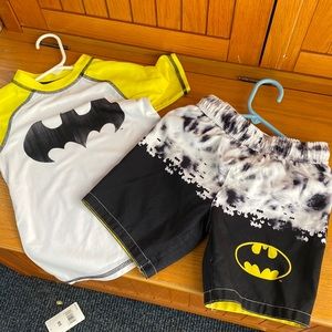Batman, swim shorts and shirt